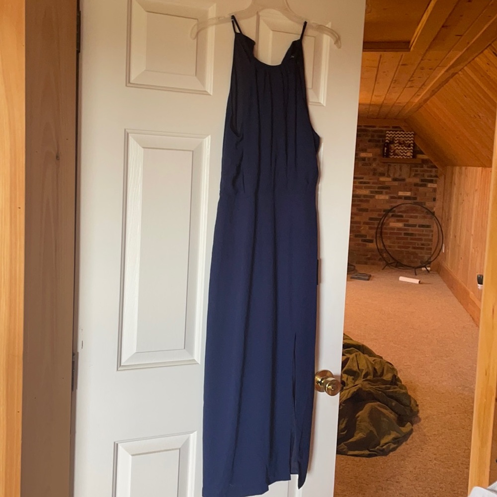Lulus navy blue tea length dress